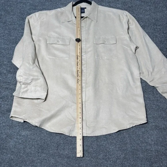 Knightsbridge Men's Satin Button Up Shirt XL Champagne Two Pocket Long Sleeve - Picture 7 of 15